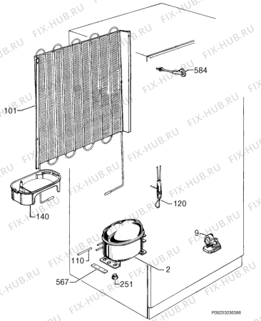 Взрыв-схема холодильника Privileg 00405782_41865 - Схема узла Cooling system 017